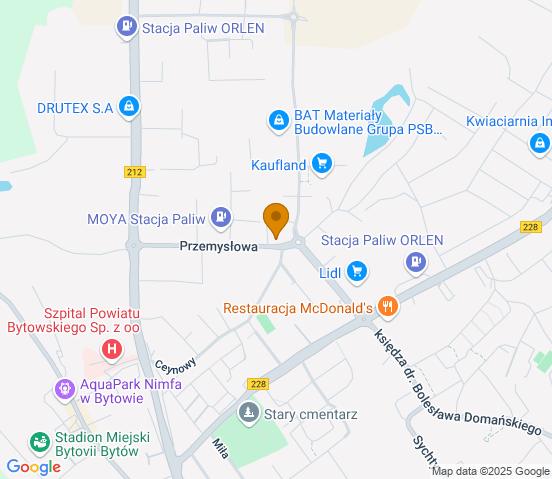 Mapa dojazdu do warsztatu samochodowego w miejscowości Bytów