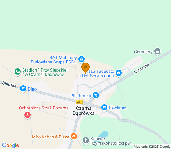 Mapa dojazdu do warsztatu samochodowego w miejscowości Czarna Dąbrówka