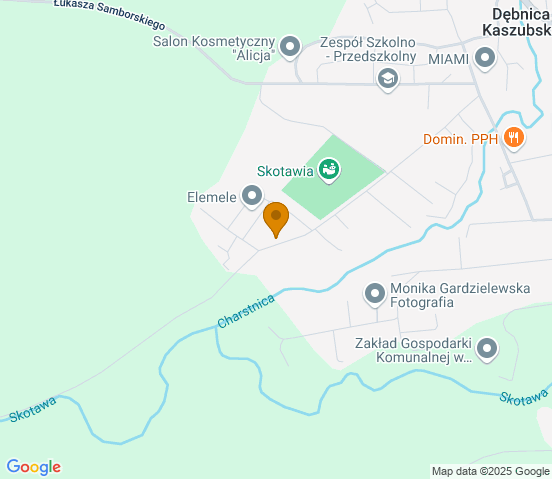 Mapa dojazdu do warsztatu samochodowego w miejscowości Dębnica Kaszubska