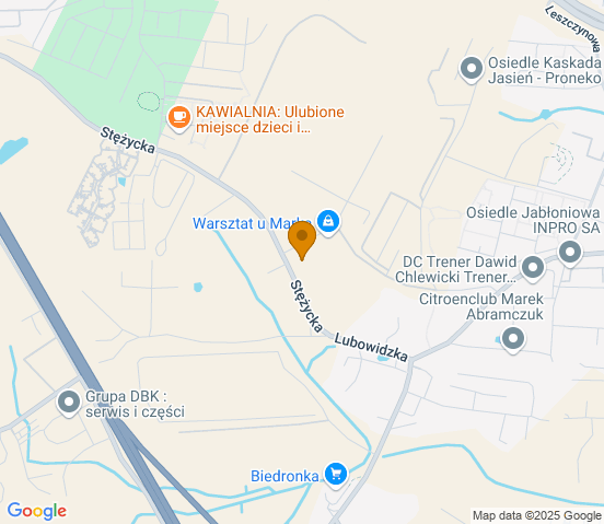 Mapa dojazdu do warsztatu samochodowego w miejscowości Gdańsk