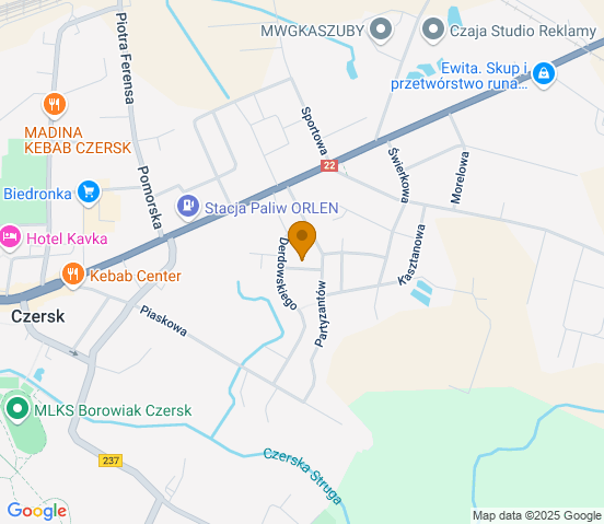 Mapa dojazdu do warsztatu samochodowego w miejscowości Karsin