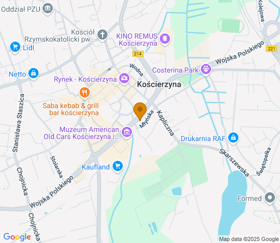 Mapa dojazdu do warsztatu samochodowego w miejscowości Kościerzyna