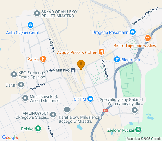 Mapa dojazdu do warsztatu samochodowego w miejscowości Miastko