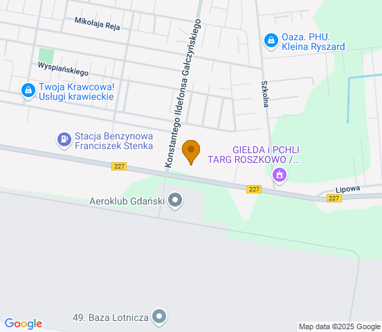 Mapa dojazdu do warsztatu samochodowego w miejscowości Pruszcz Gdański