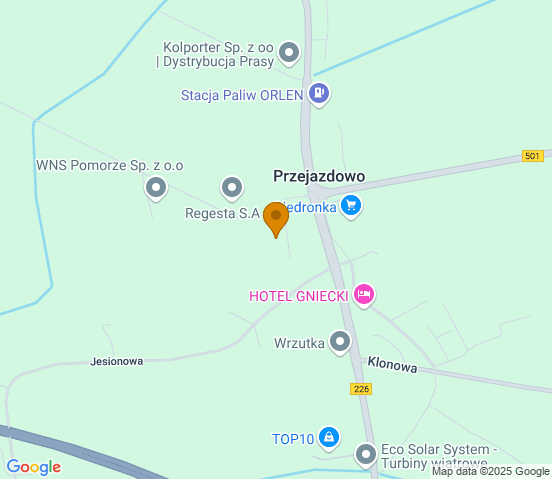 Mapa dojazdu do warsztatu samochodowego w miejscowości Przejazdowo