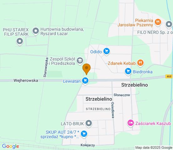 Mapa dojazdu do warsztatu samochodowego w miejscowości Strzebielino-Osiedle