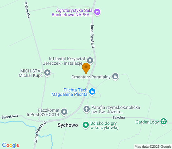 Mapa dojazdu do warsztatu samochodowego w miejscowości Sychowo