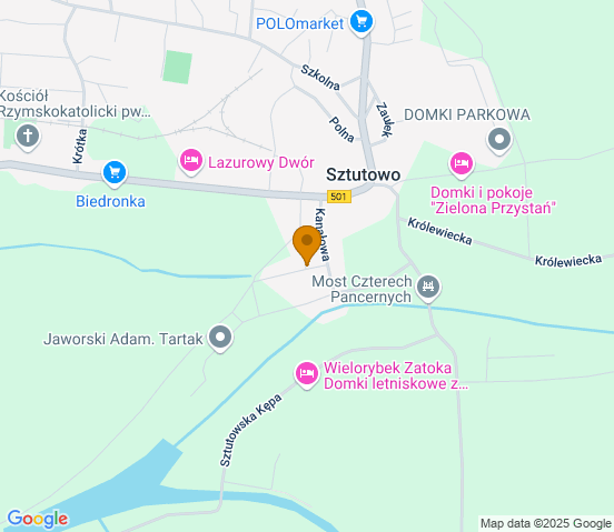 Mapa dojazdu do warsztatu samochodowego w miejscowości Sztutowo