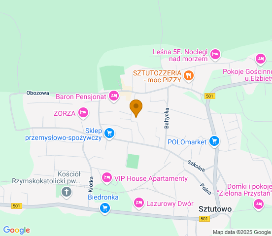 Mapa dojazdu do warsztatu samochodowego w miejscowości Sztutowo