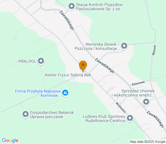 Mapa dojazdu do warsztatu samochodowego w miejscowości Ćwiklice