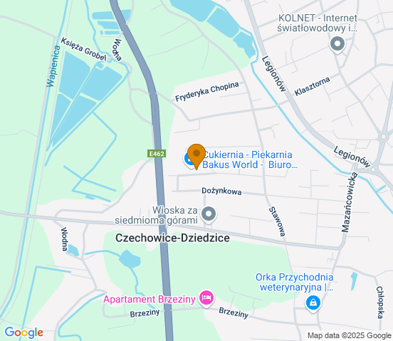 Mapa dojazdu do warsztatu samochodowego w miejscowości Czechowice-Dziedzice