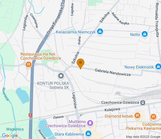 Mapa dojazdu do warsztatu samochodowego w miejscowości Czechowice-Dziedzice