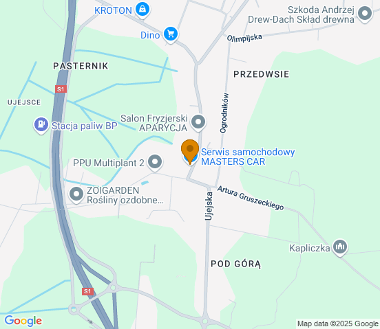 Mapa dojazdu do warsztatu samochodowego w miejscowości Dąbrowa Górnicza