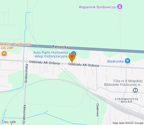 Mapa dojazdu do warsztatu samochodowego w miejscowości Dąbrowa Górnicza