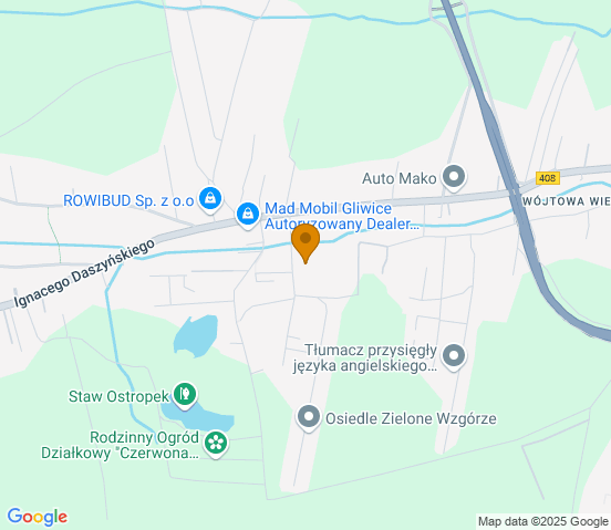 Mapa dojazdu do warsztatu samochodowego w miejscowości Gliwice
