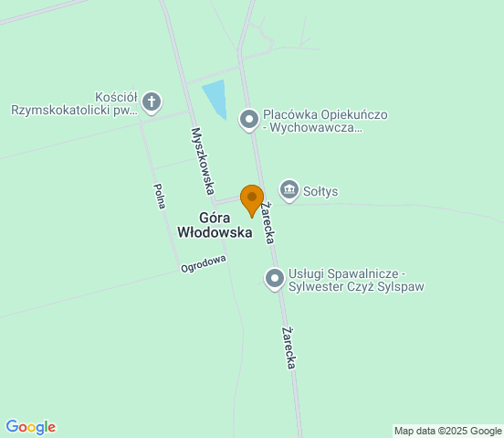Mapa dojazdu do warsztatu samochodowego w miejscowości Góra Włodowska