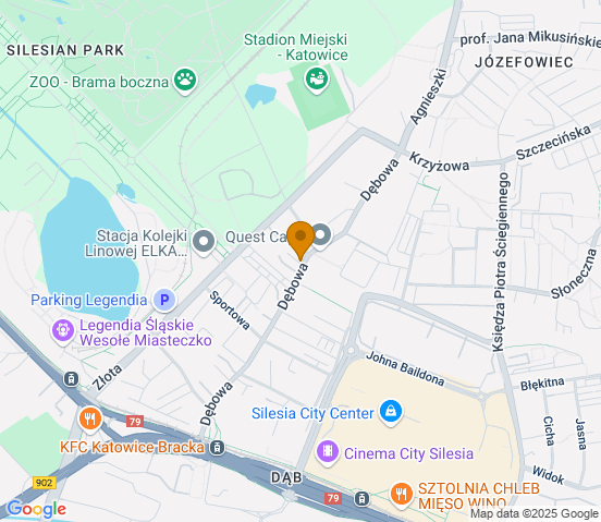 Mapa dojazdu do warsztatu samochodowego w miejscowości Katowice