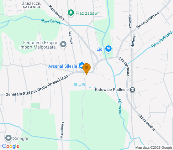 Mapa dojazdu do warsztatu samochodowego w miejscowości Katowice