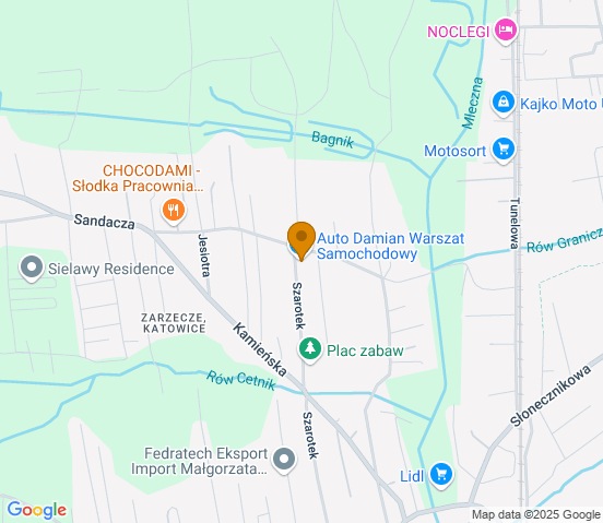 Mapa dojazdu do warsztatu samochodowego w miejscowości Katowice