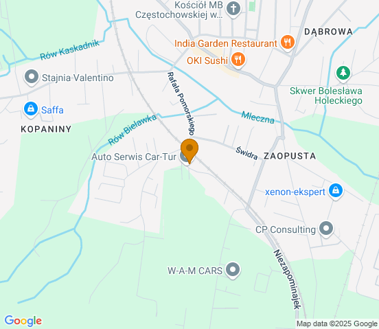 Mapa dojazdu do warsztatu samochodowego w miejscowości Katowice