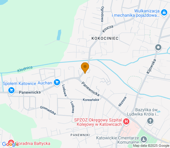 Mapa dojazdu do warsztatu samochodowego w miejscowości Katowice