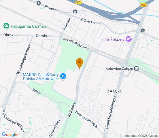 Mapa dojazdu do warsztatu samochodowego w miejscowości Katowice