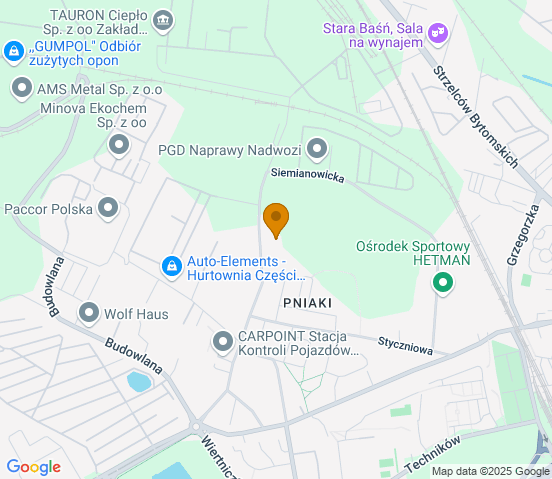 Mapa dojazdu do warsztatu samochodowego w miejscowości Katowice