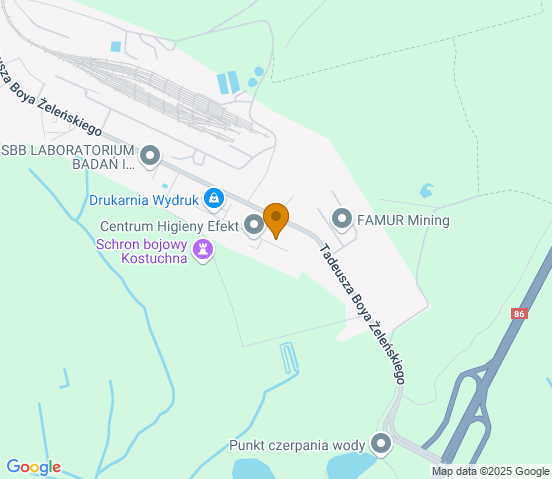Mapa dojazdu do warsztatu samochodowego w miejscowości Katowice
