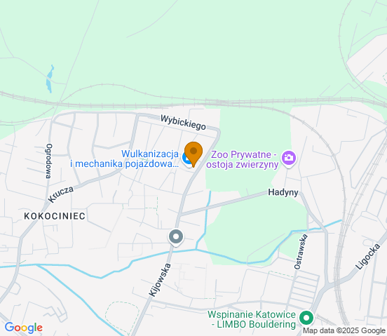 Mapa dojazdu do warsztatu samochodowego w miejscowości Katowice