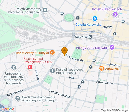 Mapa dojazdu do warsztatu samochodowego w miejscowości Katowice