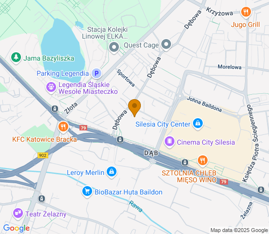 Mapa dojazdu do warsztatu samochodowego w miejscowości Katowice