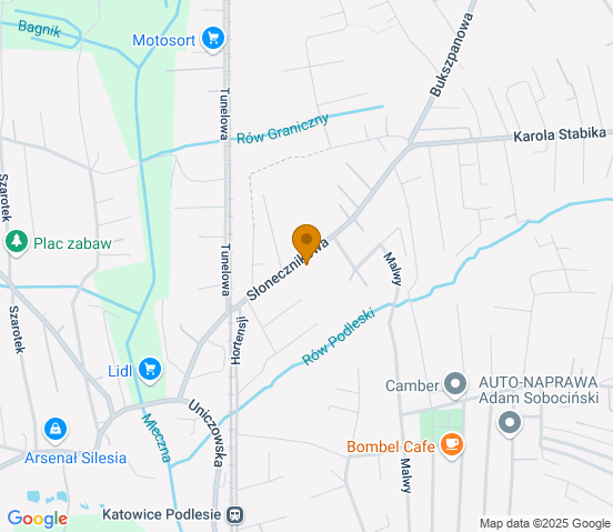 Mapa dojazdu do warsztatu samochodowego w miejscowości Katowice