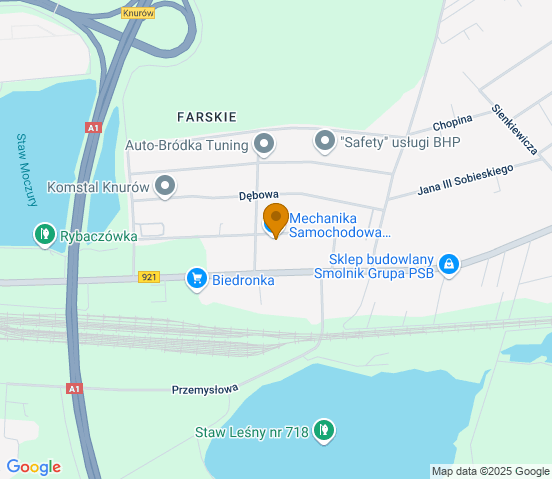Mapa dojazdu do warsztatu samochodowego w miejscowości Knurów