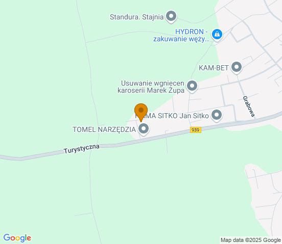 Mapa dojazdu do warsztatu samochodowego w miejscowości Łąka