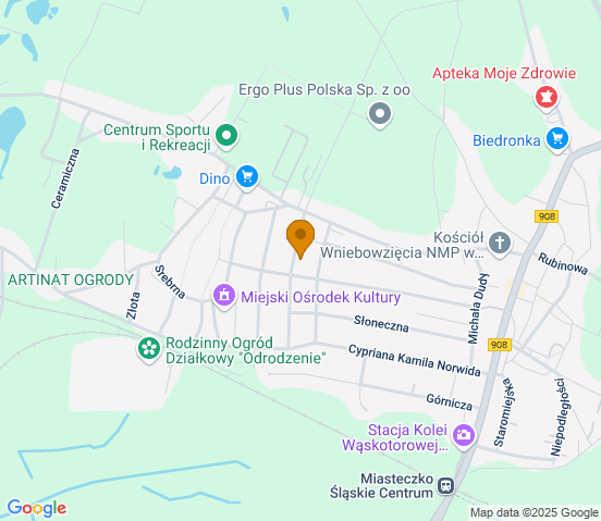Mapa dojazdu do warsztatu samochodowego w miejscowości Miasteczko Śląskie