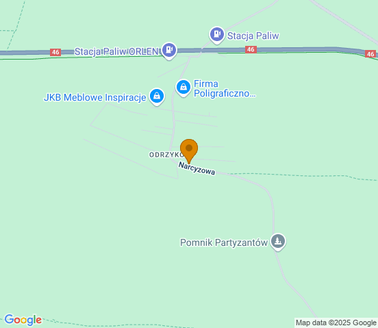Mapa dojazdu do warsztatu samochodowego w miejscowości Olsztyn