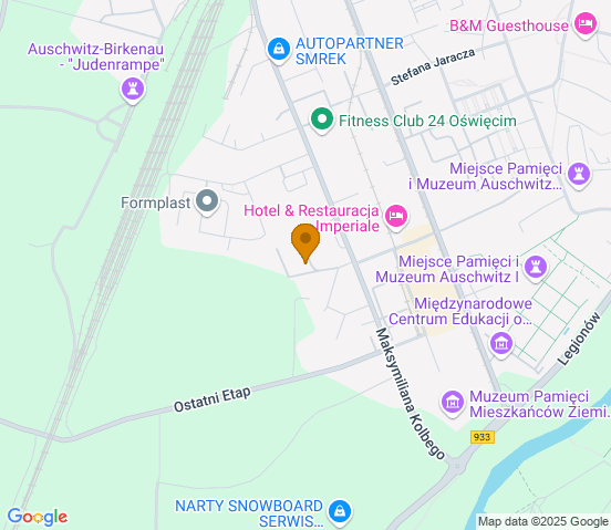 Mapa dojazdu do warsztatu samochodowego w miejscowości Oświęcim