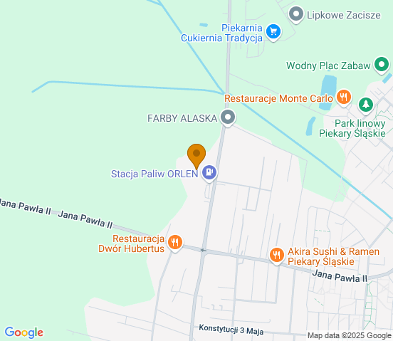 Mapa dojazdu do warsztatu samochodowego w miejscowości Piekary Śląskie