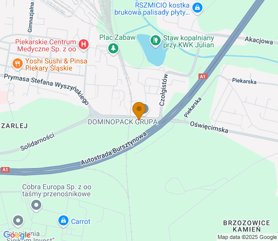 Mapa dojazdu do warsztatu samochodowego w miejscowości Piekary Śląskie