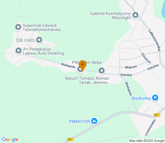 Mapa dojazdu do warsztatu samochodowego w miejscowości Pilchowice