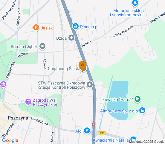 Mapa dojazdu do warsztatu samochodowego w miejscowości Pszczyna