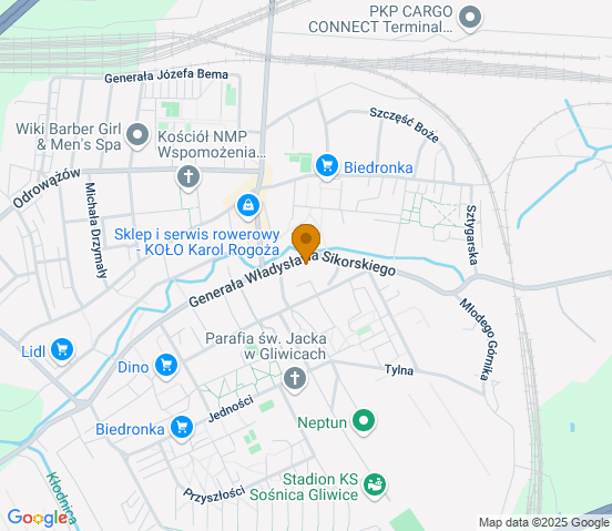 Mapa dojazdu do warsztatu samochodowego w miejscowości Pyskowice