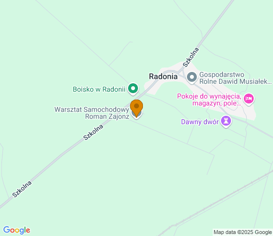 Mapa dojazdu do warsztatu samochodowego w miejscowości Radonia