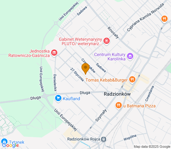 Mapa dojazdu do warsztatu samochodowego w miejscowości Radzionków