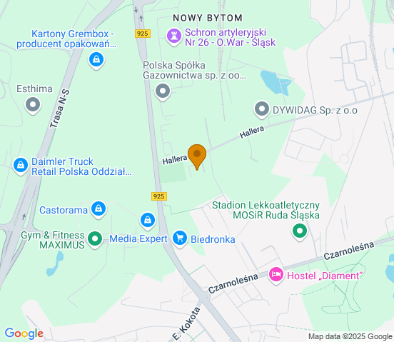 Mapa dojazdu do warsztatu samochodowego w miejscowości Ruda Śląska