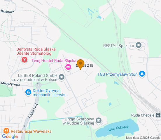 Mapa dojazdu do warsztatu samochodowego w miejscowości Ruda Śląska