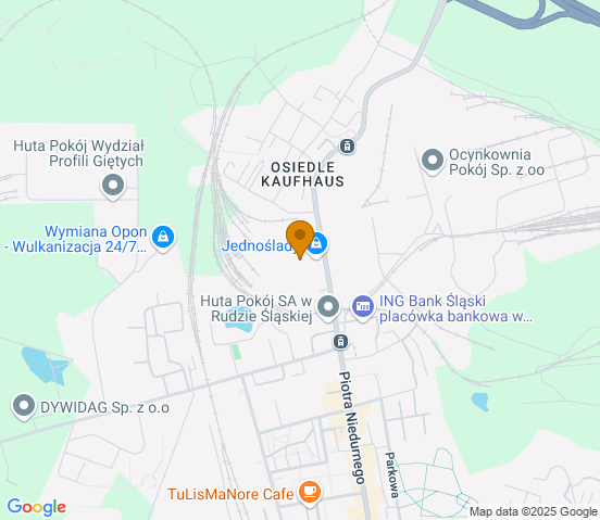 Mapa dojazdu do warsztatu samochodowego w miejscowości Ruda Śląska
