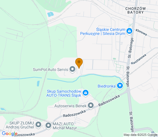 Mapa dojazdu do warsztatu samochodowego w miejscowości Ruda Śląska
