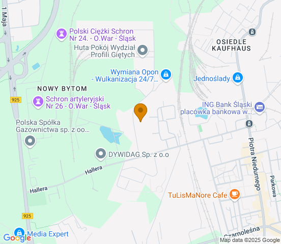 Mapa dojazdu do warsztatu samochodowego w miejscowości Ruda Śląska