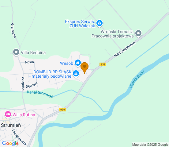 Mapa dojazdu do warsztatu samochodowego w miejscowości Strumień
